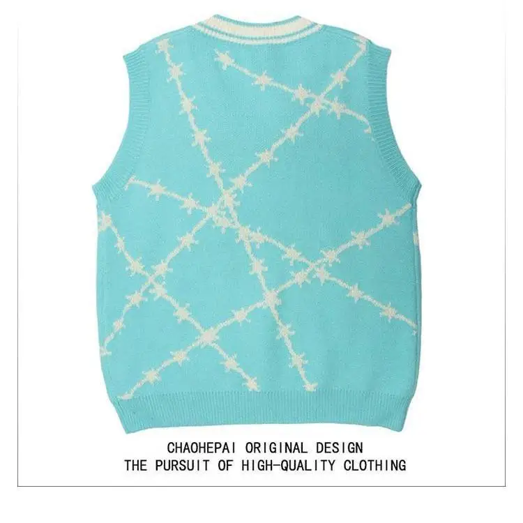 Жилет в ретро-стиле с V-образным вырезом полоску |