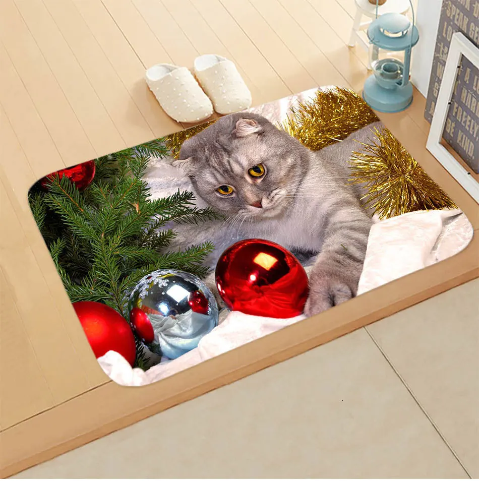 3D Рождественский коврик Kawaii Cat напечатанный ковер Противоскользящий коврик наружные коврики кухонные передние двери коврики Xmas Tapete Para Sala