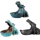 Полимерная статуя Бегемотика, фигурка Бегемотика, контейнер для конфет, держатель для хранения мелочей, домашний стол, художественное изделие, настольный декор