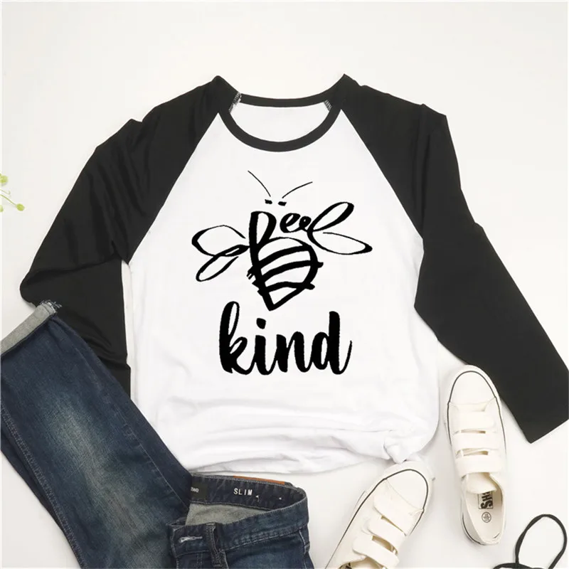 Женская футболка с длинным рукавом и рисунком пчелы Забавные футболки графикой