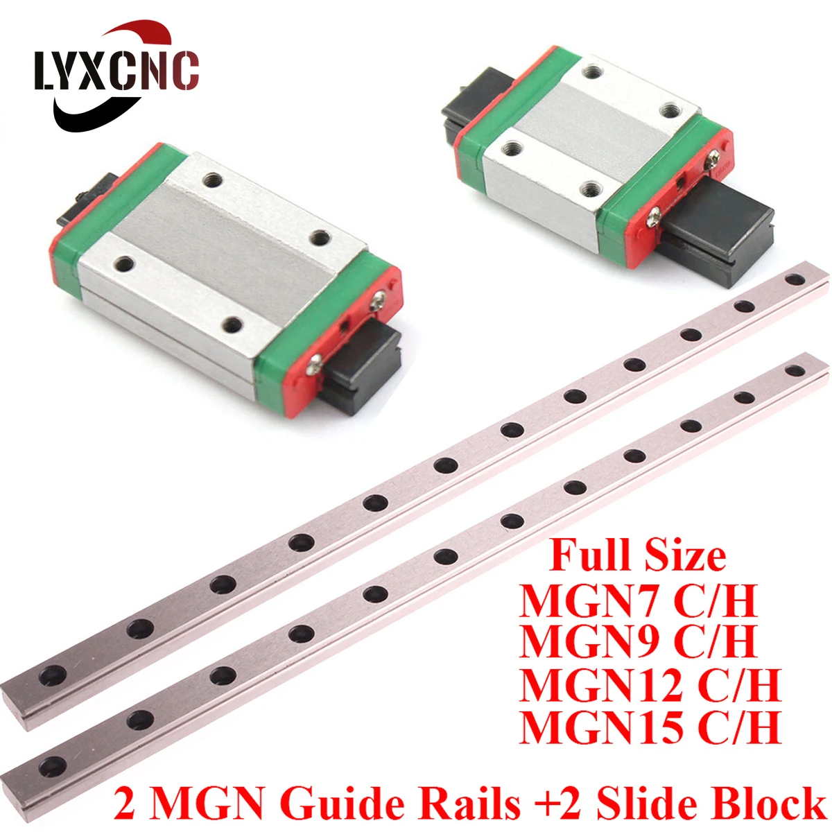 

2pcs Linear Guide+2pcs MGN7 MGN9 MGN12 MGN15 Slide Block Miniature Linear Rail Length 100mm-1000mm For 3D Printer CNC Parts