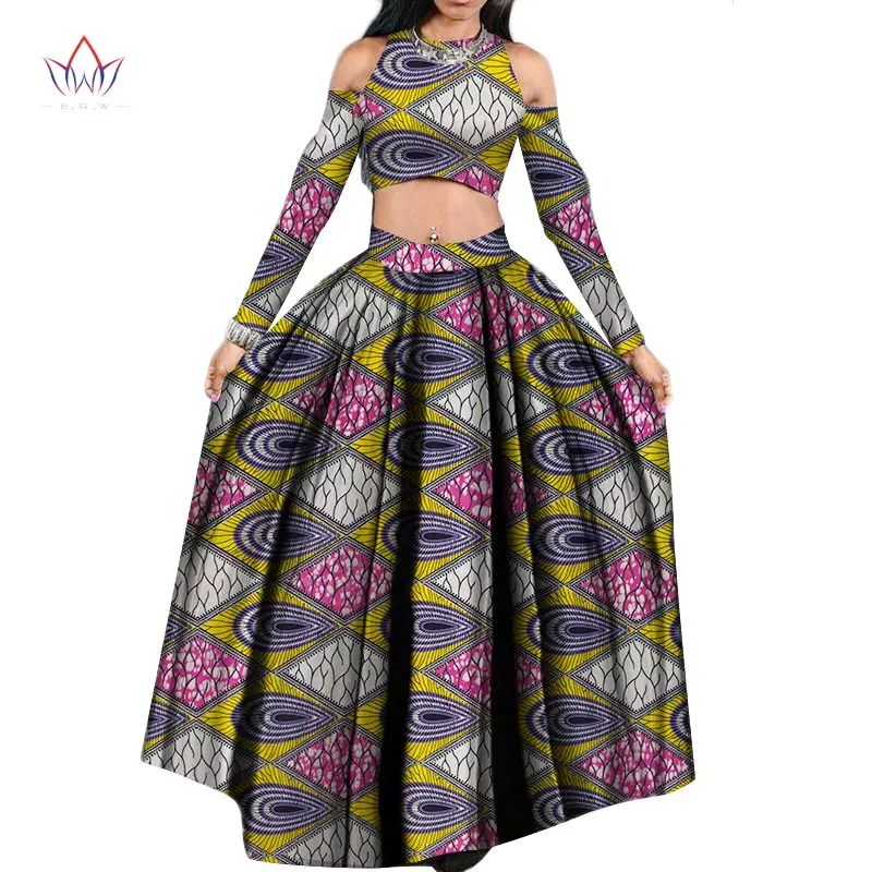 african Tradition 2 piece set women  Africa Clothing full sleeve Dashiki o-neck african wax prints for women clothing WY1024