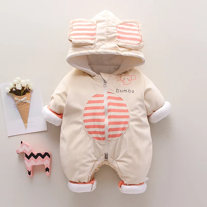

Baby Girl Clothes Infant Thickened One-piece Suit Newborn Cartoon Cotton-padded Clothes Outing Romper Am*