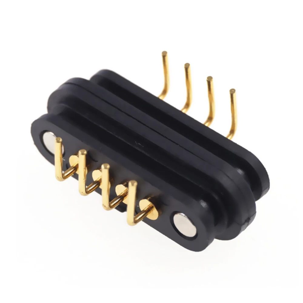 1 Pair Spring-Loaded Magnetic Pogo pin connector 4 Pitch 2.5 mm through hole Angled male female 2A 36V DC Power Charge Probe |