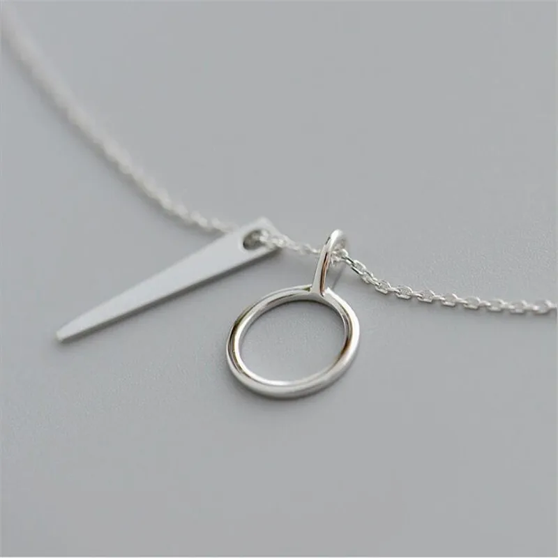 

Korean Style Minimalist Geomtric Pendant Necklace for Women Clavicle Chain Silver Color Jewelry Fashion Gifts SN313