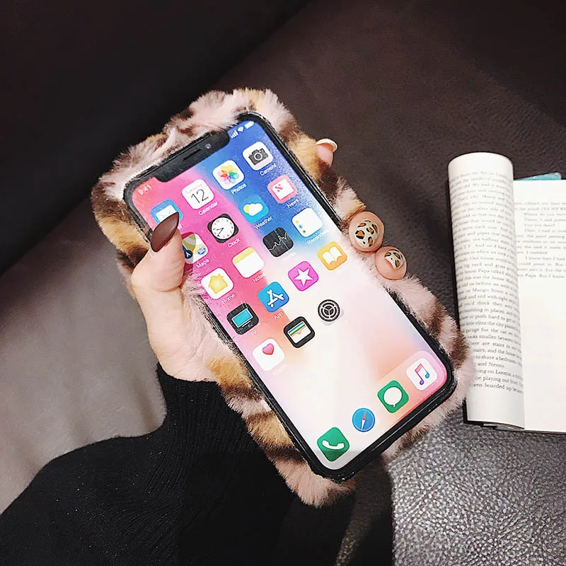 

Plush Warm TPU Phone Case For Xiaomi Redmi 8A 7A 5A Prime Note 8 5 7 Plus Note7 Pro 4X Y2 6 Leopard Rabbit Ears Fluffy Fur Cover