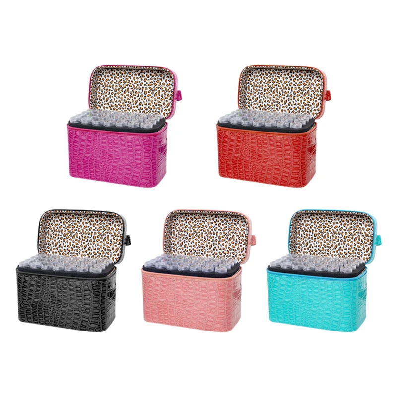 

84 Bottles PU Leather Diamond Painting Charms Rhinestones Tool Storage Bag Case Organizer Beads Diamond Embroidery Storage Box