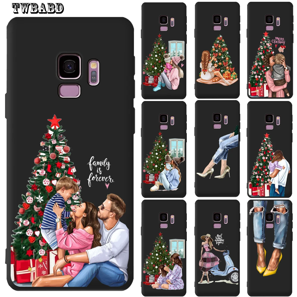 Семейный чехол для телефона с рождественским рисунком мамы папы и ребенка samsung