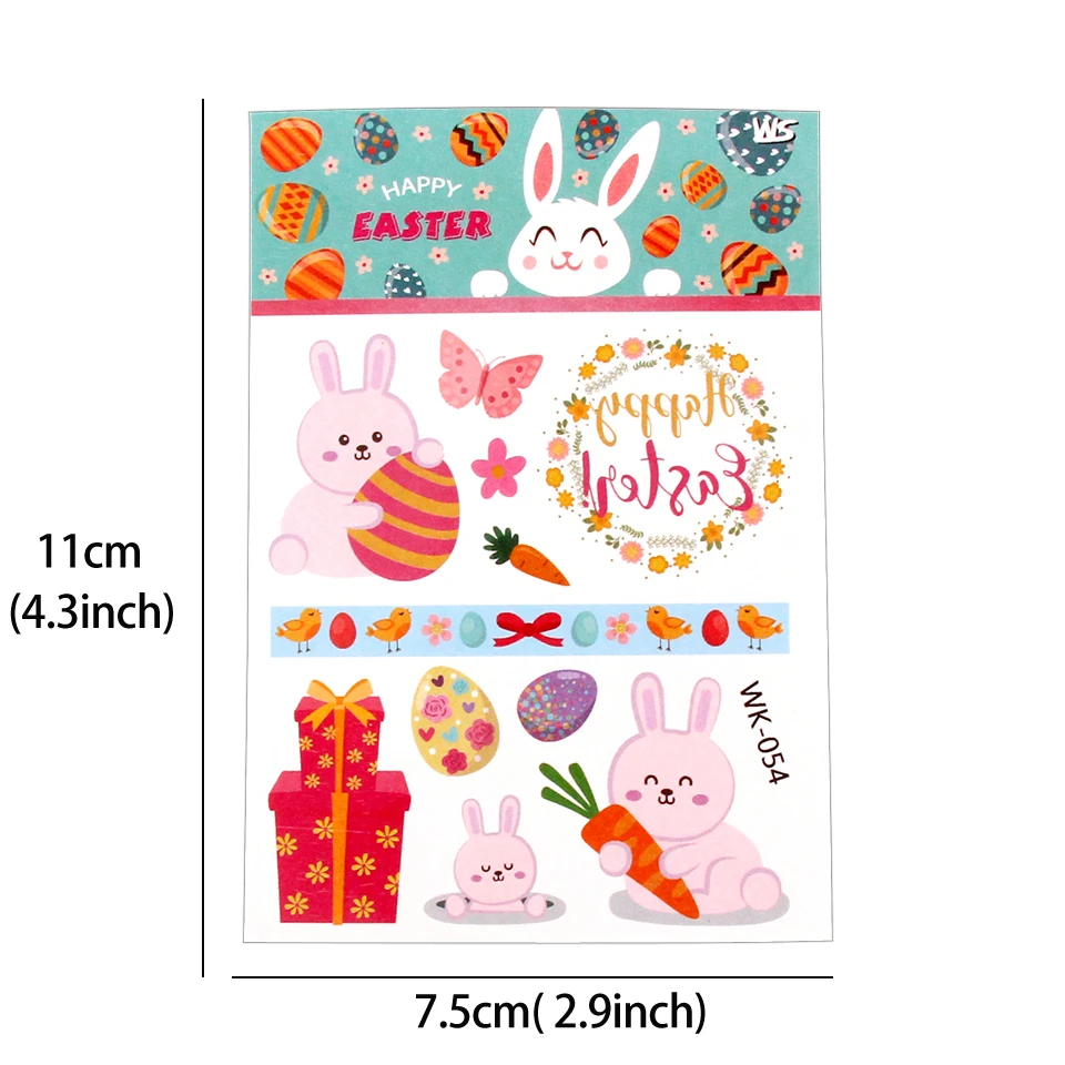 

3PCS Easter Decor Easter Eggs Rabbit Bunny Birthday Party Gifts Boy Girl Baby Shower Temporary Easter Tattoo Stickers Happy