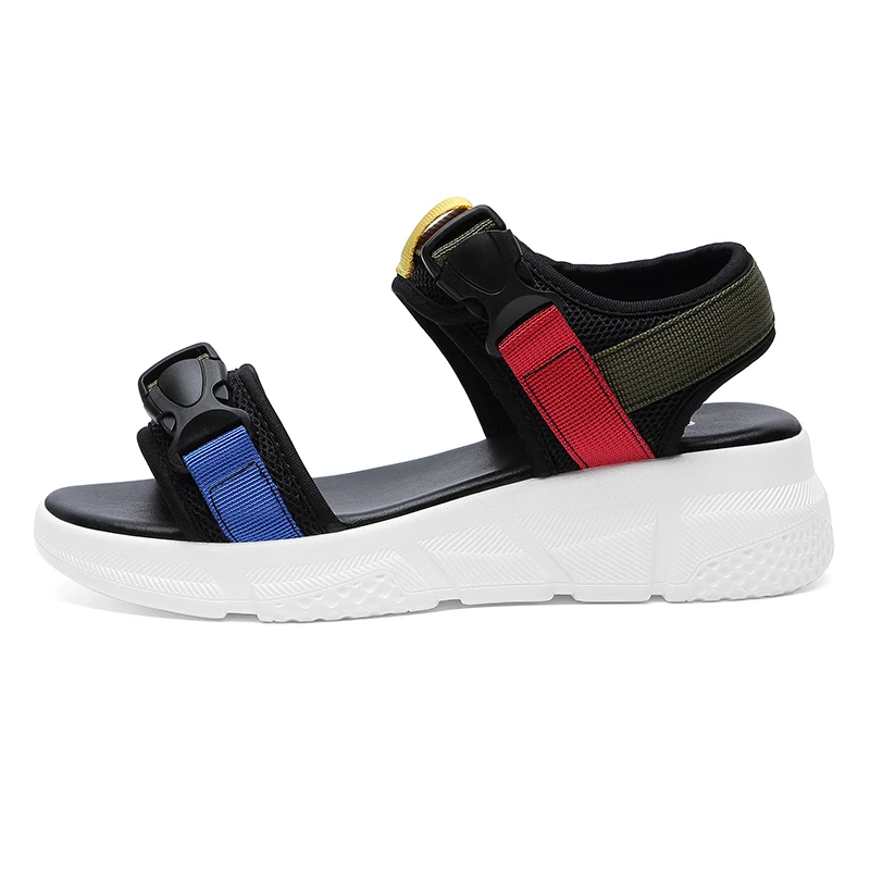 

Open-Toe Platform Sandals, Color-Blocking One-Line Buckle Shoes, Women'S Platform Women'S Shoes