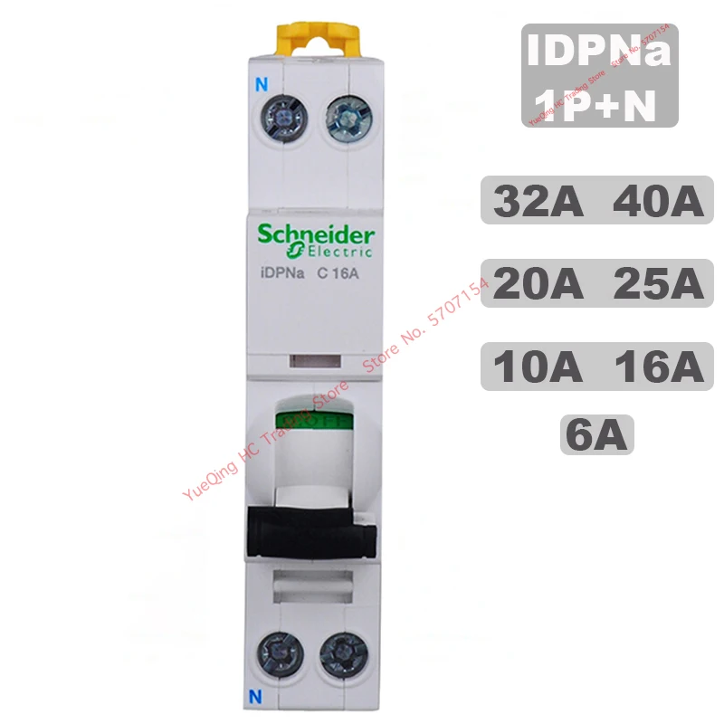 

Компактная миниатюрная миниатюра Schneider Electric MCB с контуром Φ 18 мм, 2P IDPNa 1P + N 10A 16A 20A 25A 32A 40A