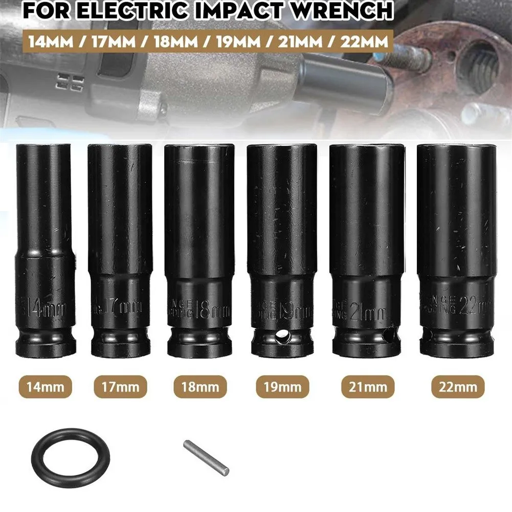 

6pcs Electric Impact Wrench Hexs Socket Head Set Kit 14-22mm For Electric Drill Movable Hex Shank Socket Electric Impact Wrench