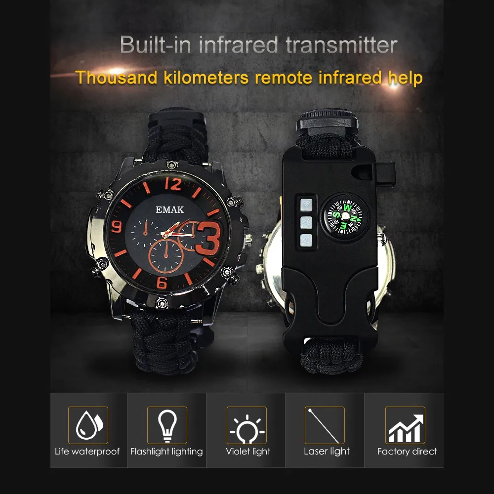 Часы для выживания на открытом воздухе многофункциональные водонепроницаемые