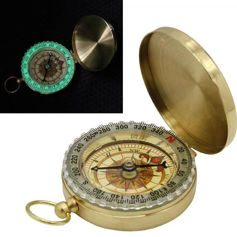 Новый Медный раскладной компас с люминесцентным карманным наручным компасом