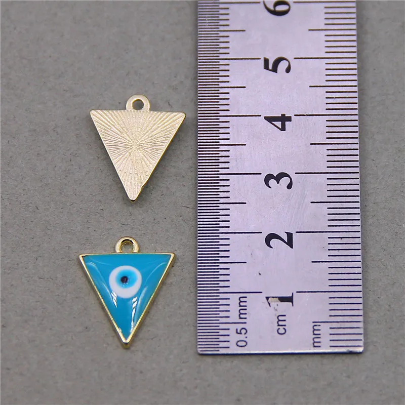6 шт./Лот 18*16 мм оптовая продажа золотой синий сглаза треугольник эмаль шарм