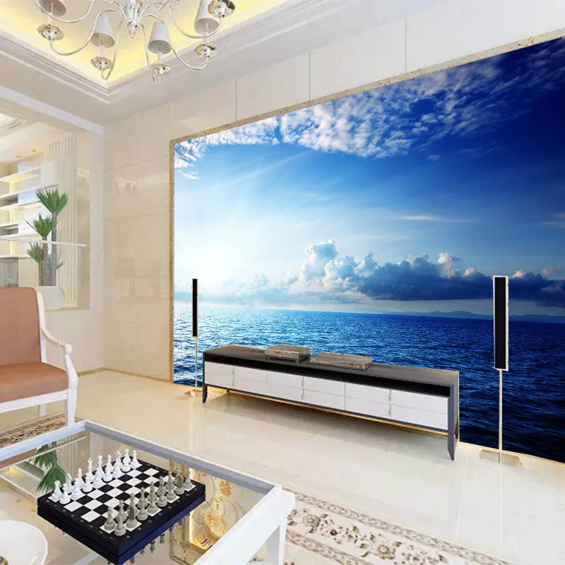 3dcustomized Большой Настенный фон для гостиной с белым облаком синим небом за
