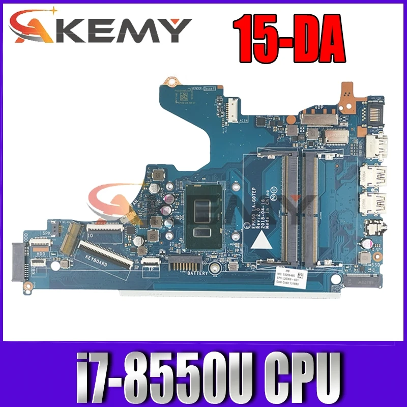 

For HP 15-DA 15-da0073wm Laptop Motherboard With SR3LC I7-8550U L20371-601 L20371-001 EPK50 LA-G07EP DDR4 100% Tested Fast Ship