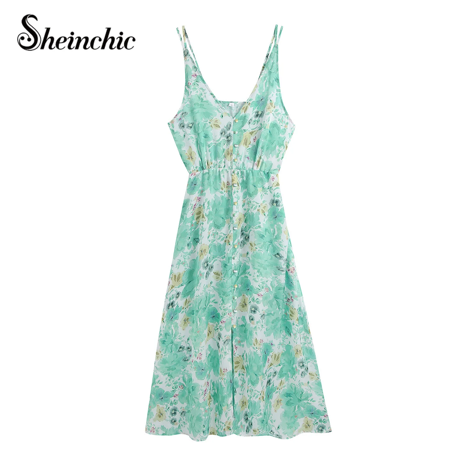 

Sexy V-neck Sleeveless Printed Long Dresses for Women 2021 Summer Vacation Boho Beach Dress Female