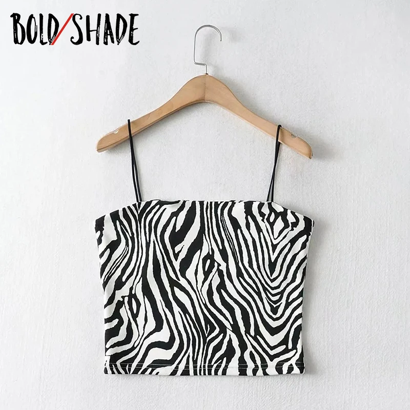 

Bold Shade Y2K E-girl Aesthetic Strap Party Camis Women Fashion Club Sexy Gothic Tank Tops Zebra Print Skinny Bodycon Crop Top