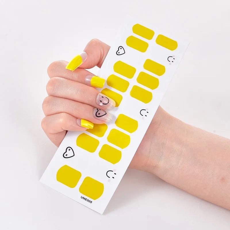 

22 Tips/Sheet Pure Yellow and Love Nail Sticker Foil Nail Art Stickers 2020 Nail Stickers Adhesive Full Beauty Nail Strips