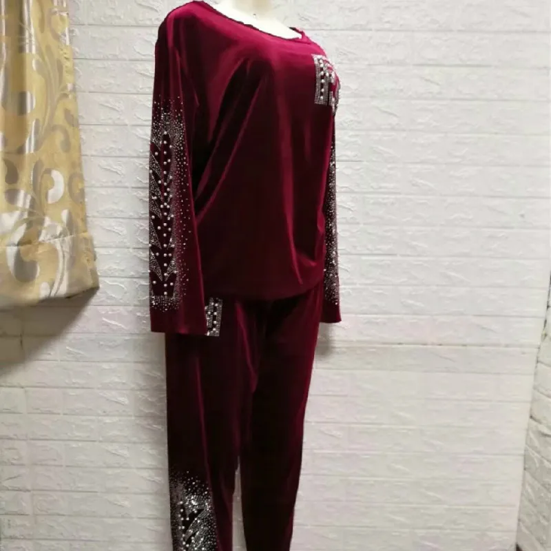 Бархатный комплект из 2 предметов Женская африканская одежда осень зима 2021