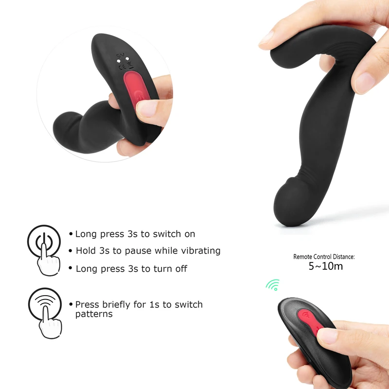 Массажер простаты Вибратор Анальная пробка фаллоимитатор мощный двигатель 9