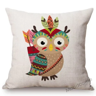 Cute Forest Animals Owl Raccoon Fox Bear Baby Cartoon Art Sofa Throw Pillow Case Lovely Woodland Animal Children Cushion Cover