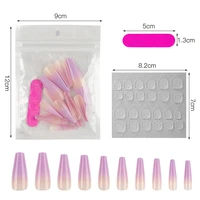 203050pcs nail art long fake nails gradient designs ballet tips press on false with jelly stickers and nail strips full cover