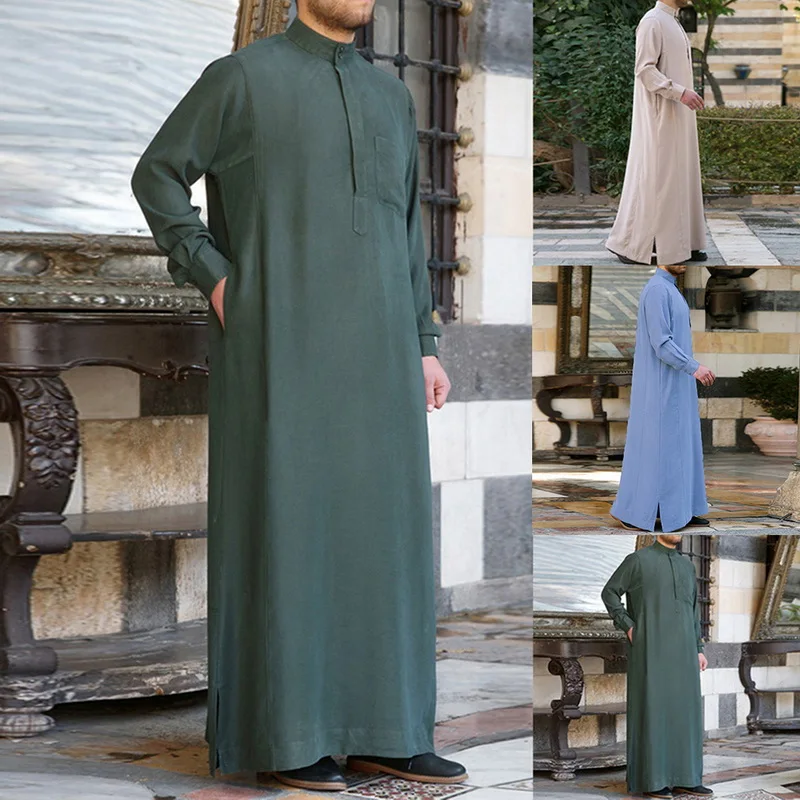 2019 мужские халаты Формальные с длинным рукавом сплошной цвет Loungewear стоячий