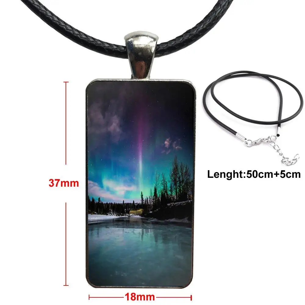 Аврора Borealis модные стеклянные кабошоны кулон ожерелье с женский Стальной