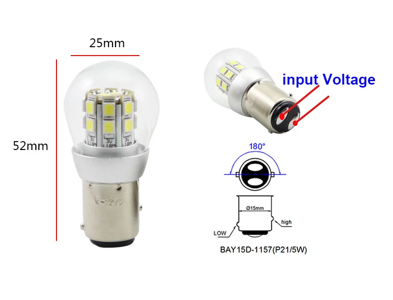 1156 led P21W двойной светильник 6v P21/5 w Bay15d 36v 48v светодиодный автомобильный сигнальный светильник головной светильник автомобильный светильник s 3w стояночный тормоз