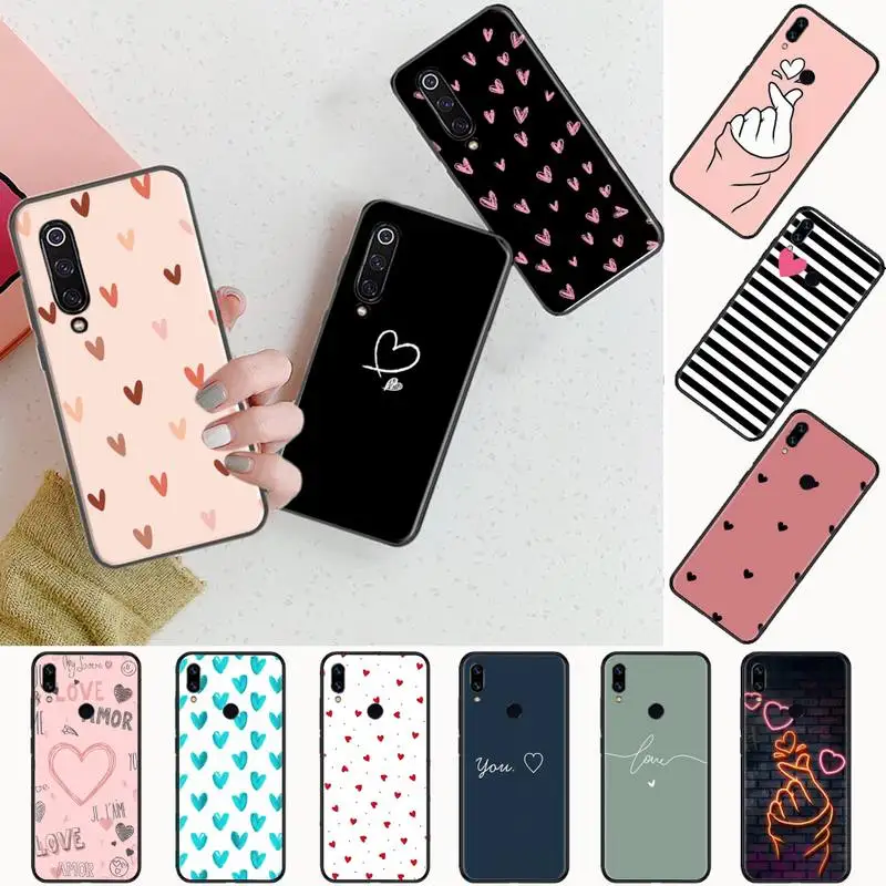 

Lovebay Silicone Love Heart Phone Case black For Xiaomi Redmi mi note 7 8t 9 9t 9s 8 10 10t 11 pro lite K20 max 3