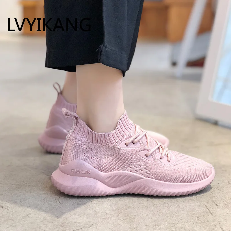 Кроссовки-носки женские Вулканизированная подошва без шнуровки сетчатые