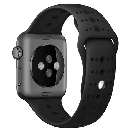 black Спортивный ремешок для apple watch pulseira apple watch 4, 3, 5, ремешок 44 мм, 40 мм, iwatch band 42 мм, 38 мм, браслет correa, ремешок для часов - Цвет ремешка: black