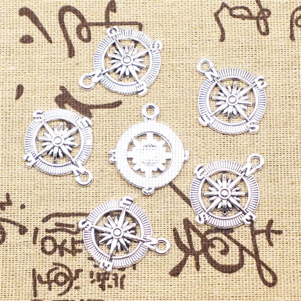 

Diy Jewelry Accessories Parts 5pcs 25x29mm Antique Silver Color Compass Charms