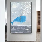 Картина с изображением животных, Кит, холст, печать, плакаты и принты, Настенная декоративная картина для детской комнаты