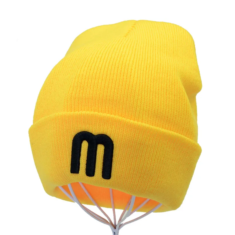 Мягкая вязаная шапка sister M с буквенным принтом Женская осенне зимняя уличная
