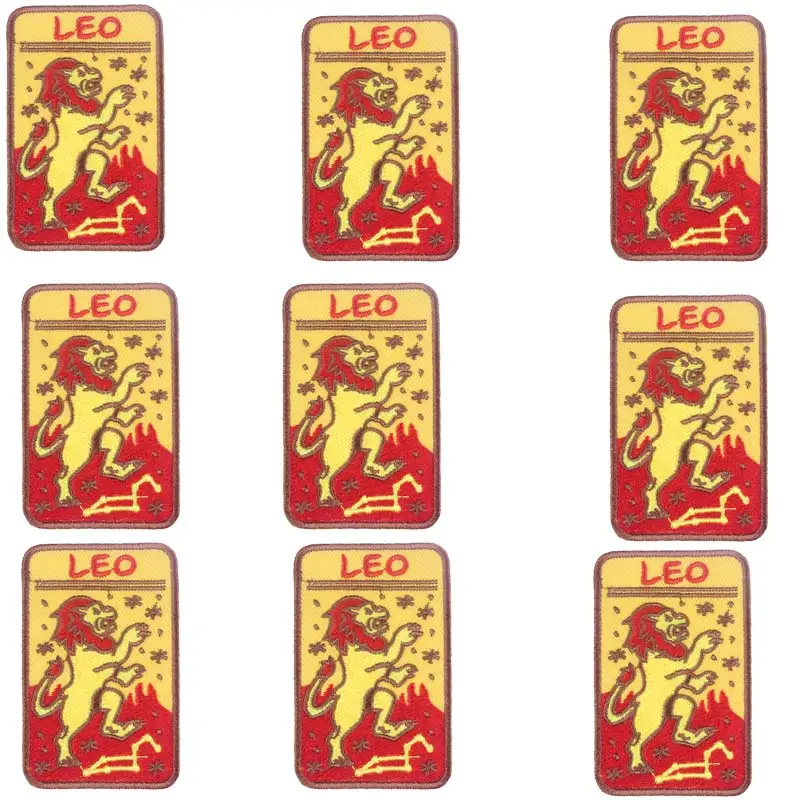 10 шт./компл. дешевые блестящие нашивки с вышивкой Лев Стрелец наклеивающиеся на