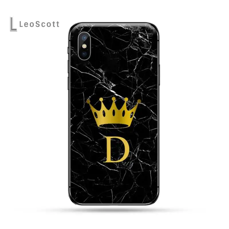 

Letter Marble Crown art luxury design Phone Case shell for iPhone 11 12 pro XS MAX 8 7 6 6S Plus X 5S SE 2020 XR
