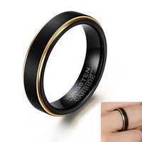 fashion 5mm tungsten ring for men simple black gold color rings wedding band gift jewelry accessoriescr0015
