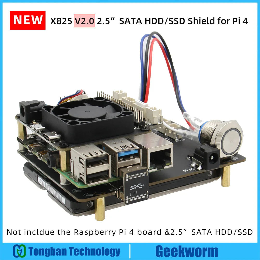 

New. Raspberry Pi 4 X825 2.5 inch SATA HDD/SSD Storage Expansion Board, X825 USB3.1 Mobile Hard Disk Module for Raspberry Pi 4B