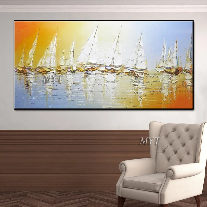 Нож с абстрактной Росписью абстрактный морской пейзаж картина маслом Ручная