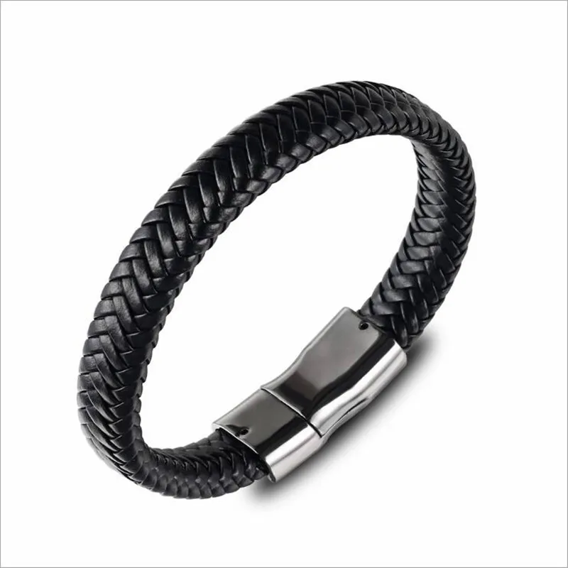 Модные простые мужские ювелирные изделия плетеный кожаный браслет из