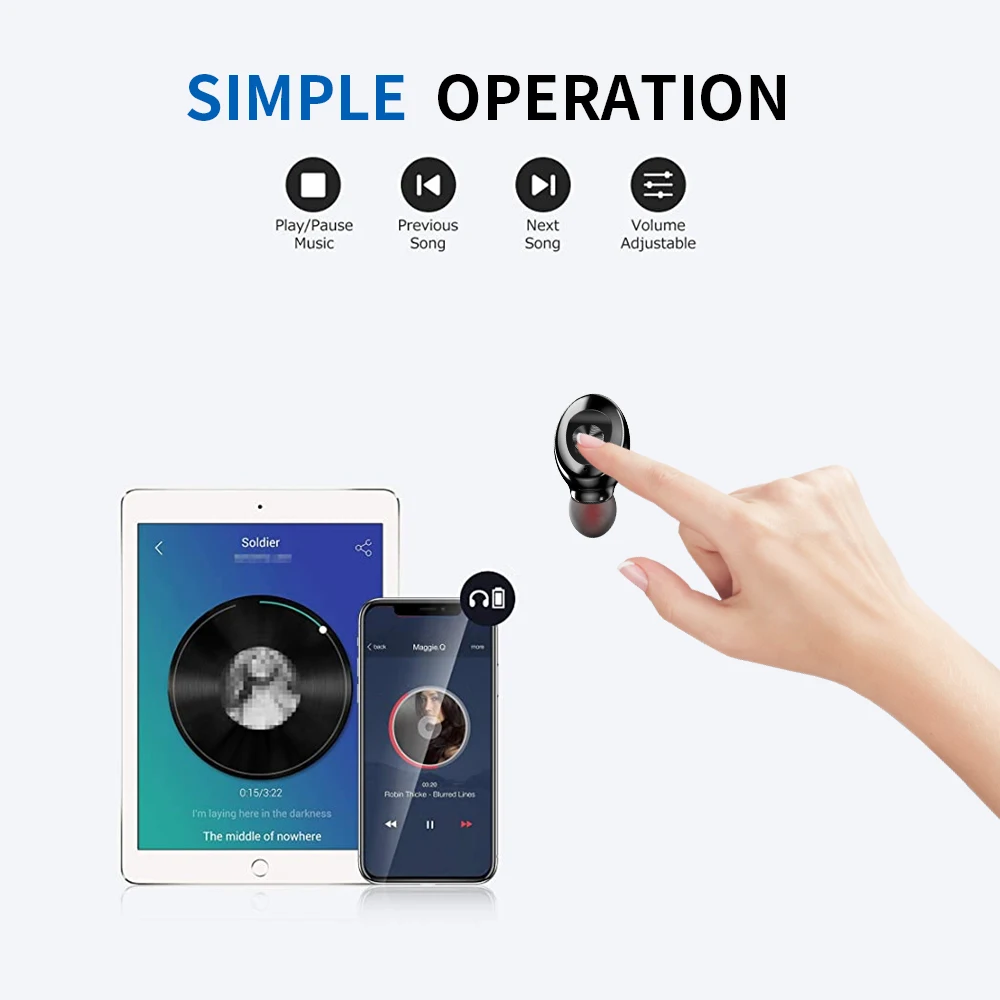 Мини наушники вкладыши TWS с 5 0 Беспроводной Bluetooth спортивные беговые стерео звук
