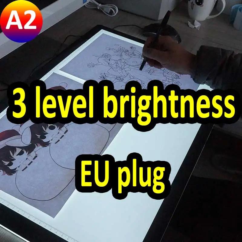 EU plug A2 светодиодный свет прямоугольник отслеживание Трассирующими копию Совета Таблица Pad Панель оригиналодержателя с памятью Функция 3 уровня Яркость для художника - Цвет: EU plug