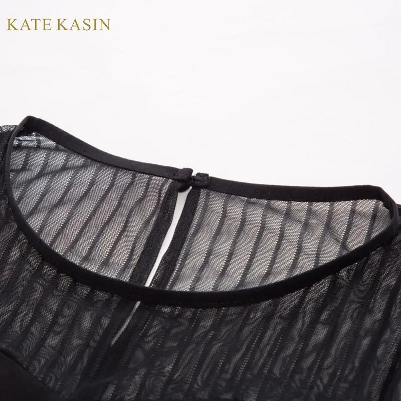 Kate Kasin женские пикантные сетчатые топы Прозрачная Футболка однотонная
