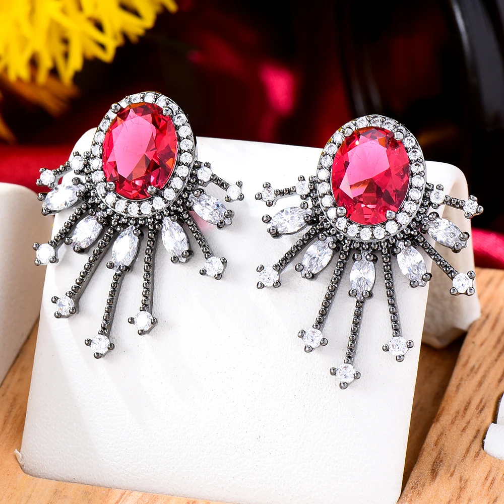 

missvikki 2022 Charms Luxury Fireworks Flower Flower Full Mirco Paved Crystal Zircon Dubai Wedding Drop Earring Fashion Jewelry