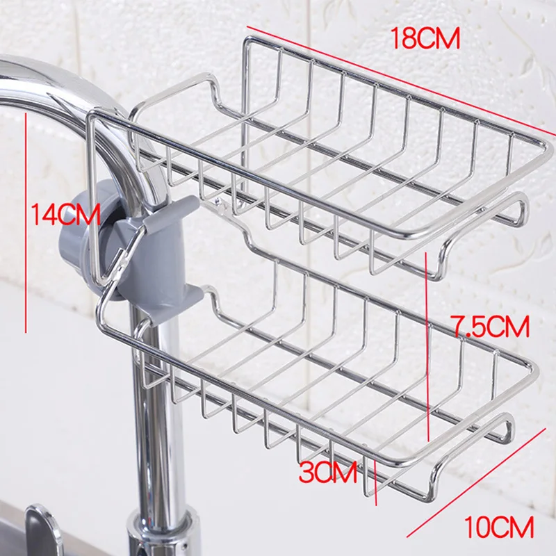 

ucet Sponge Holder Sink Organizer Drainer Faucet Hanging Storage Rack for Bathroom Kitchen Wall mounted kitchen rack LB88