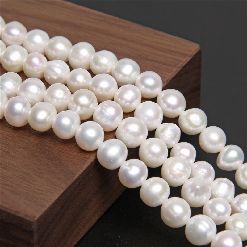 

Near Round White Natural Freshwater Pearl Beads Loose Pearls Beads for Women Jewelry Making Bracelet Neckalce 14" Strand