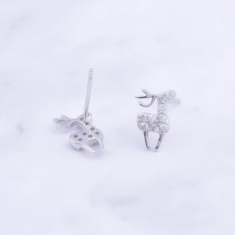 Pekurr Санта Циркон олень лося 925 серебро серьги гвоздики для женщин аксессуары